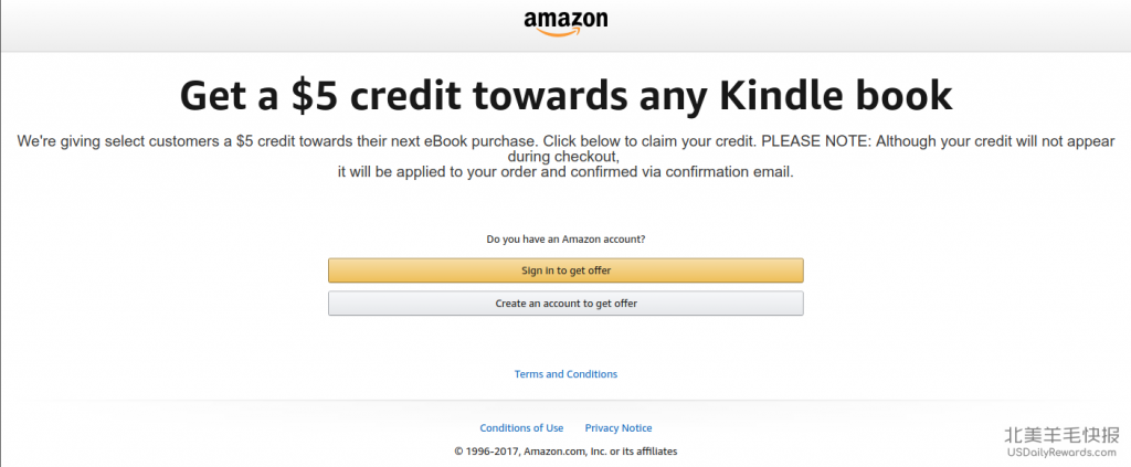Amazon 赠送 Kindle Credit