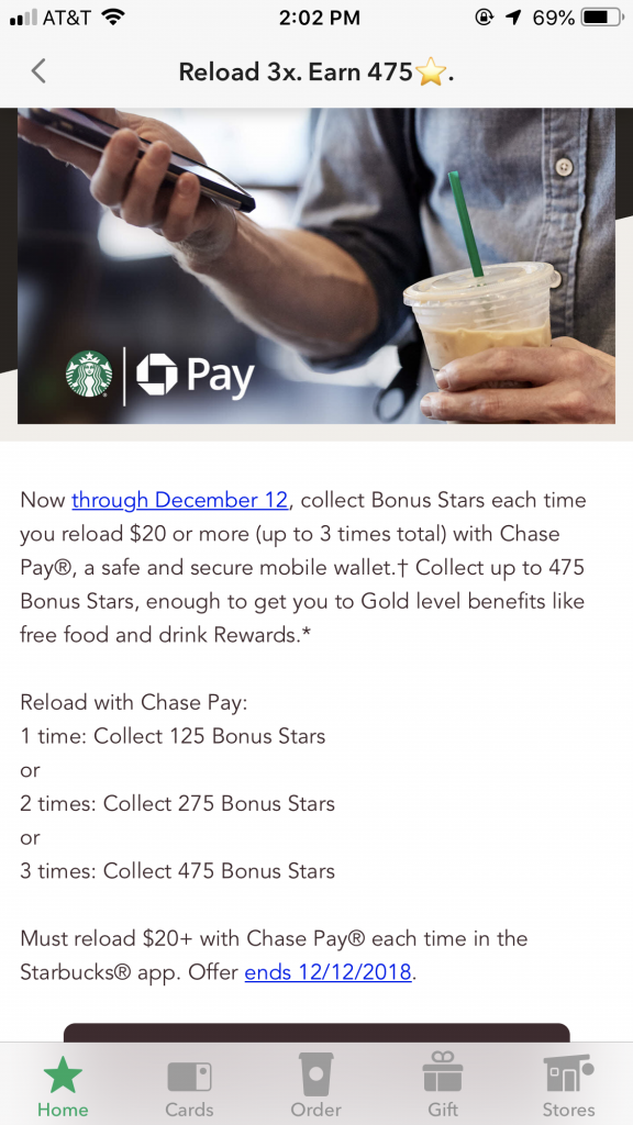 用 Chase Pay 充值星巴克最高得 150 颗小星星<span>【Deal 重新可用】</span>