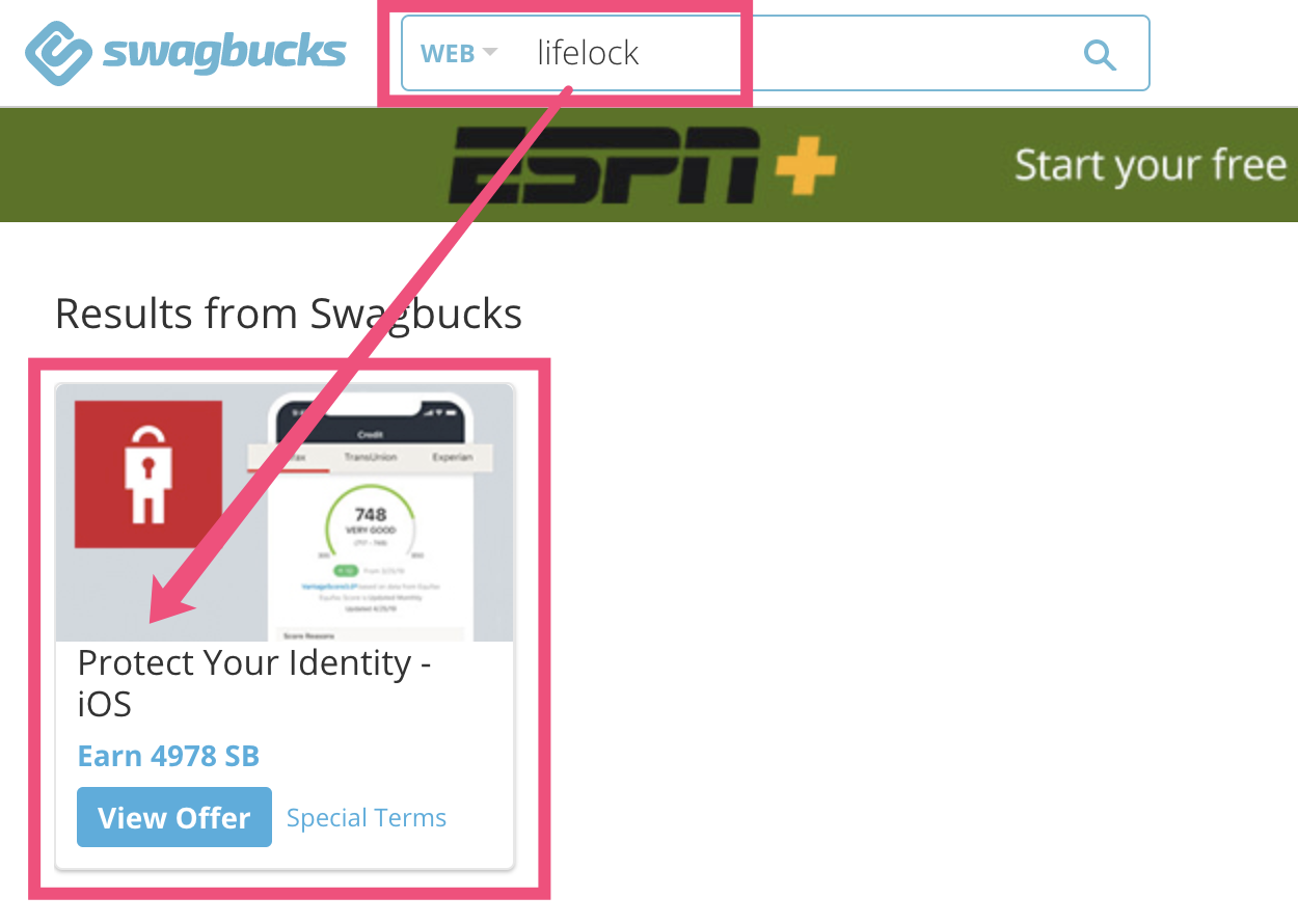 Swagbucks 倒赚:注册 LifeLock 倒赚