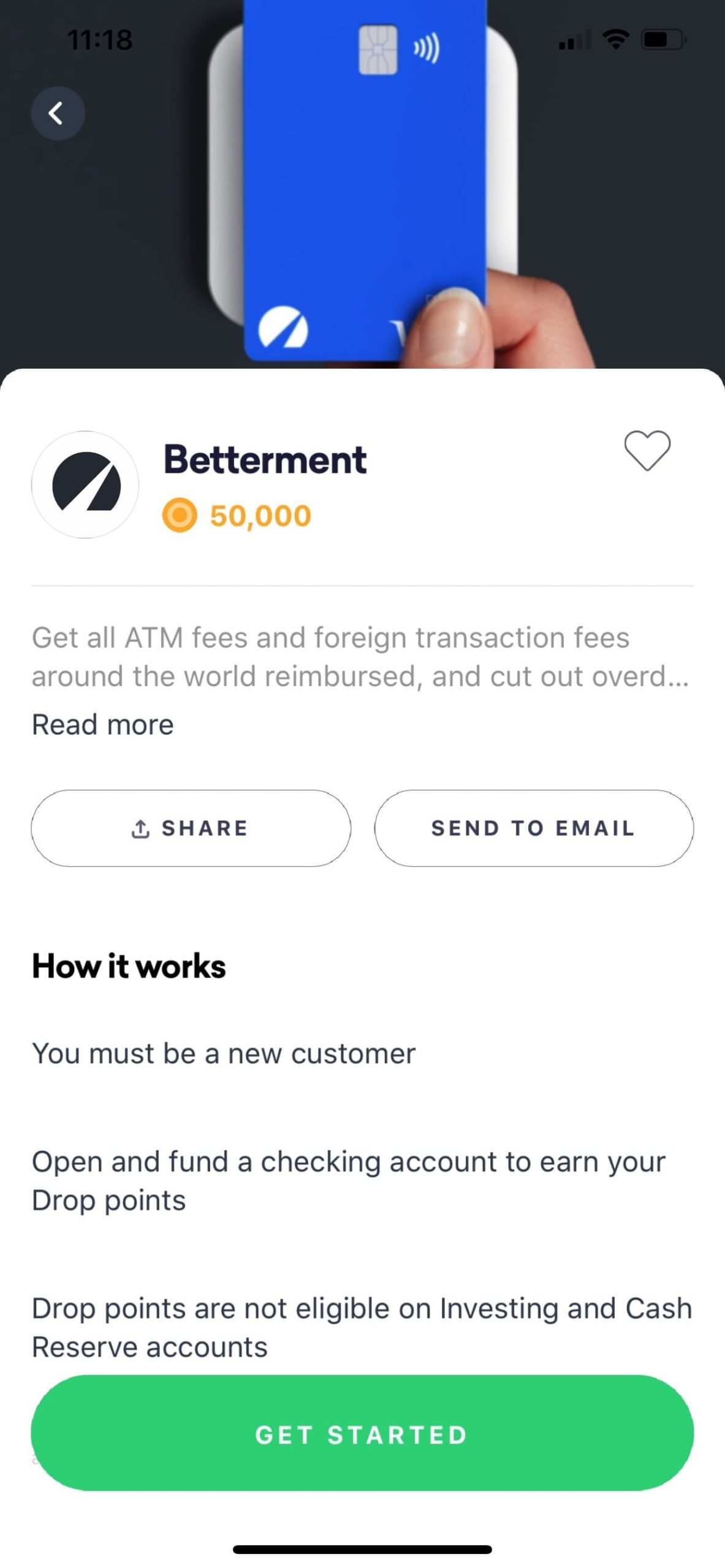 Drop 上注册 Betterment Checking Account 可获得 奖励,无任何存款要求