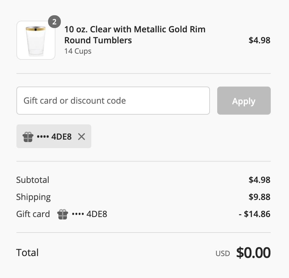 发钱！免费获得  的 SmartyParty Gift Card，可用来买一些一次性餐具【已过期】