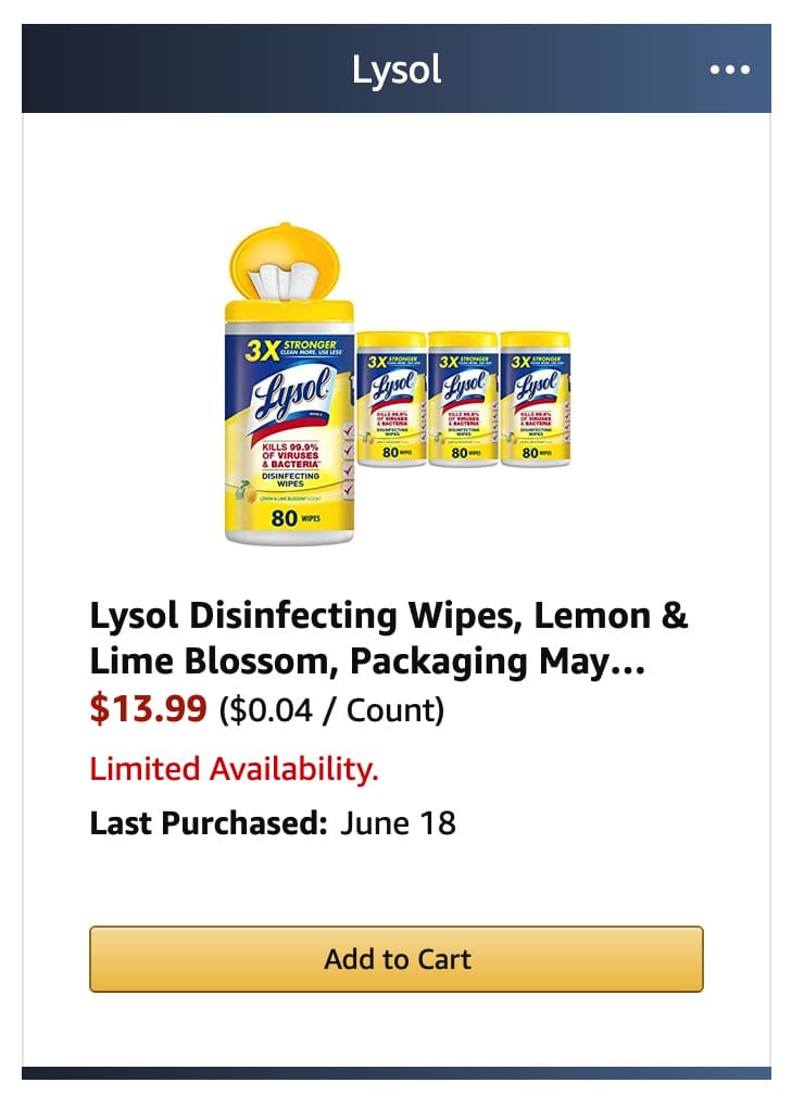 奇技淫巧！如何成功下单 Amazon 缺货无货的商品【例如 Lysol 消毒喷毒, Clorox/Lysol 湿巾等等】