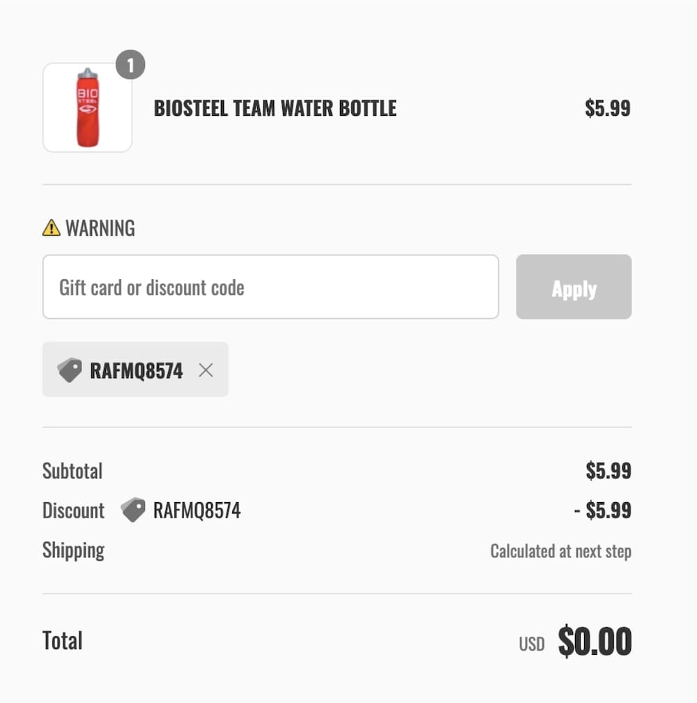 BioSteel 免费赠送 ，任何商品可用 + 免邮【 以下商品可免费获得】