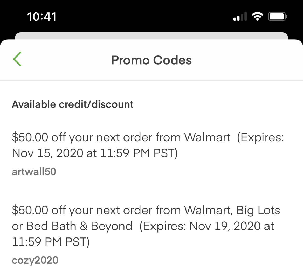 【已过期】Instacart 逆天优惠:Walmart 满 0 减 !【优惠码 COZY2020 和 ARTWALL50】