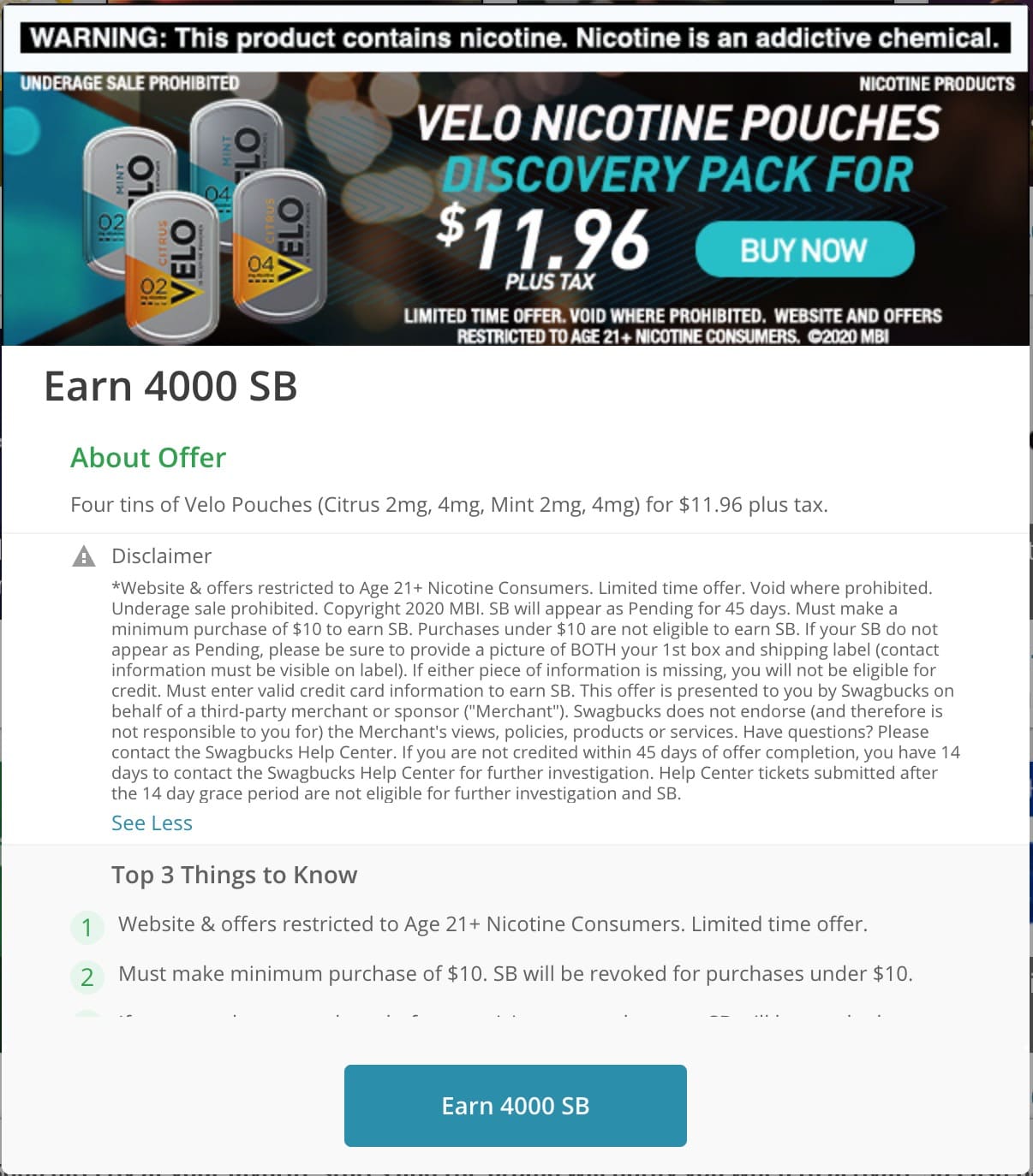 Swagbucks/MyPoints 最新倒赚:Velo 两单可倒赚最高 +【02/08 更新:部分用户又有了,可以再撸】