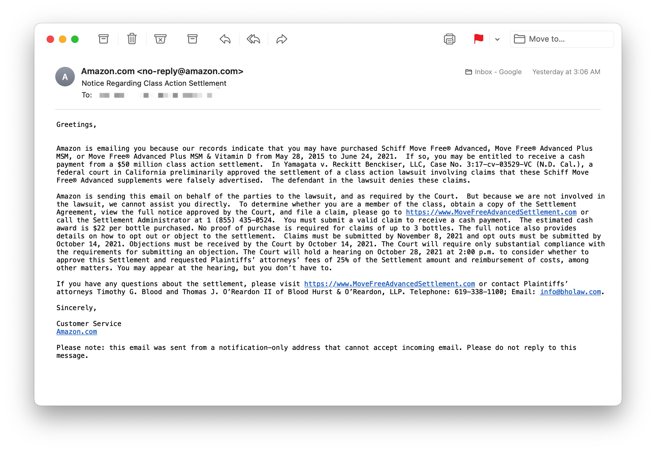 关于 Move Free（维骨力）的集体诉讼，预计每人获赔 /瓶，快来申报