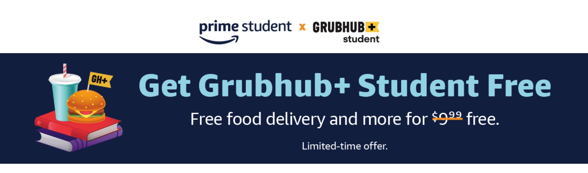 Amazon Prime Student 会员新增福利 可免费获得grubhub 学生会员 北美羊毛快报