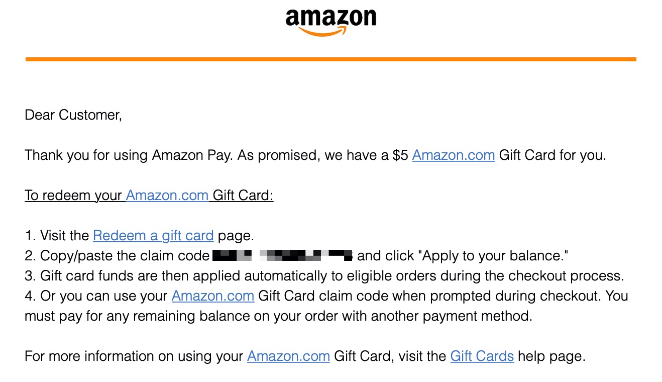 用 Amazon Pay 支付一次获赠  Amazon 礼卡【11/1 更新：又有了】
