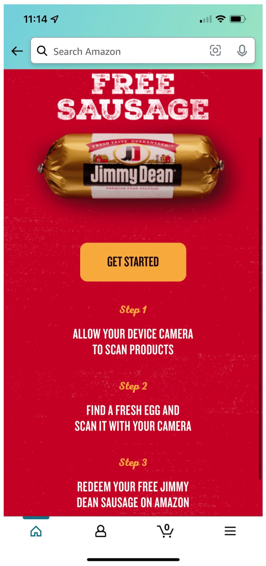 Amazon Fresh 免费领取一个 Sausage