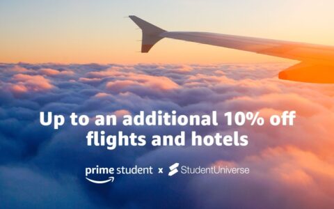 Amazon 学生 Prime 会员联合 StudentUniverse 订机票酒店 10% off【新用户还送 $20 优惠券】