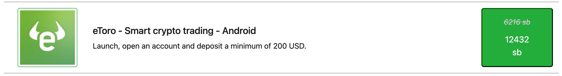 Swagbucks 倒赚：开通 eToro 账户可倒赚【02/14 更新：可倒赚 】