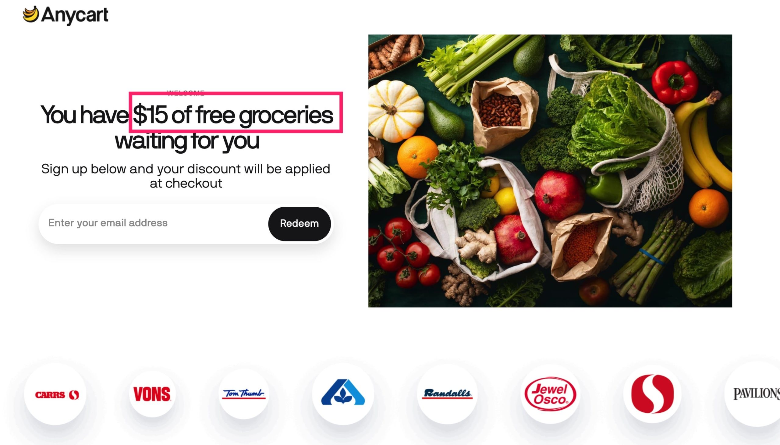 AnyCart:本地超市生鲜满 减 ,免运费、免服务费送到家【注册赠送 】
