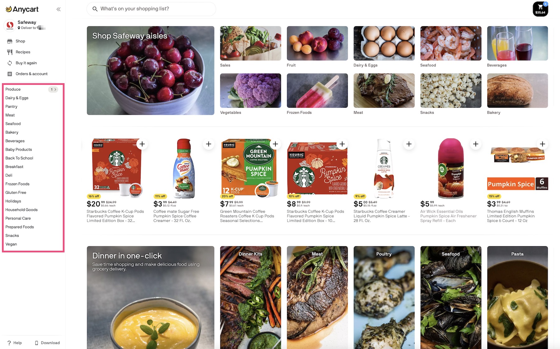 AnyCart:本地超市生鲜满 减 ,免运费、免服务费送到家【注册赠送 】