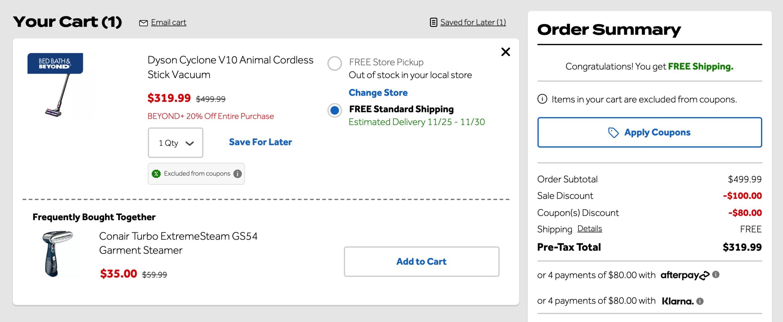 最后一天:Bed Bath & Beyond 五折买东西!【用 Klarna 支付可获得 25% off,叠加会员 20% off + TopCashback 8% 返现】