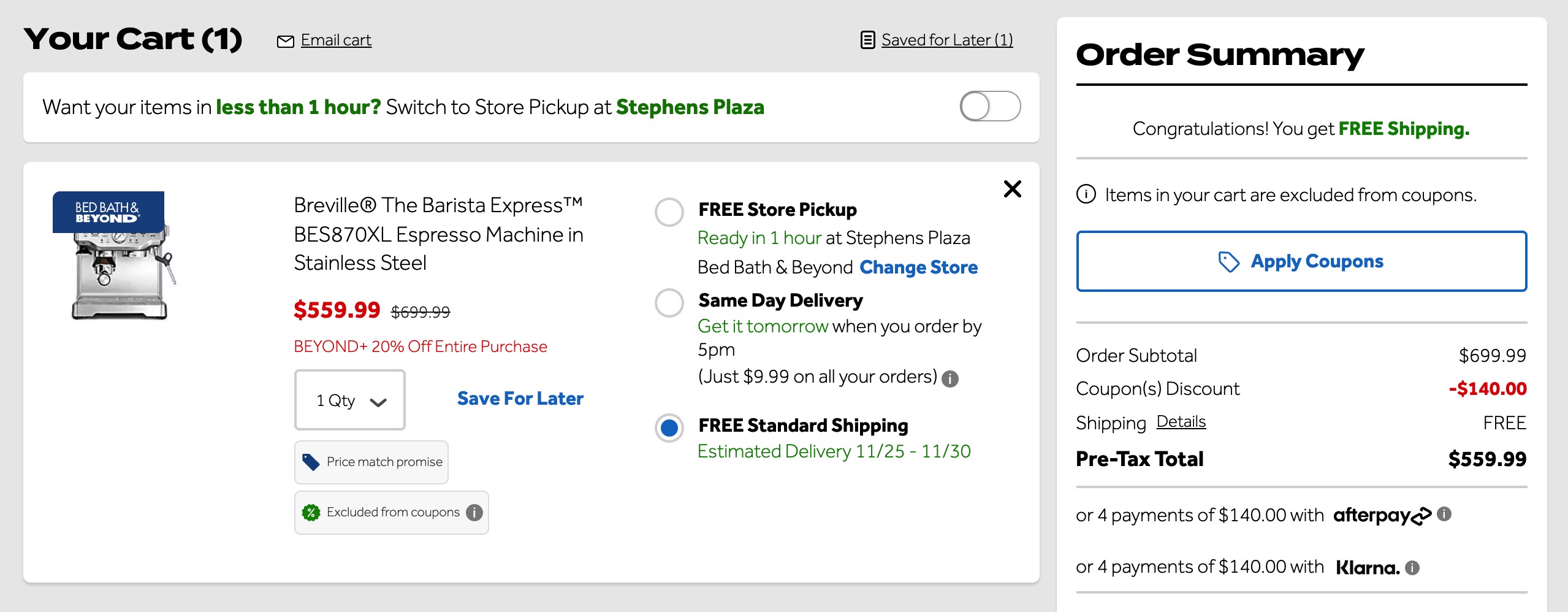 最后一天:Bed Bath & Beyond 五折买东西!【用 Klarna 支付可获得 25% off,叠加会员 20% off + TopCashback 8% 返现】
