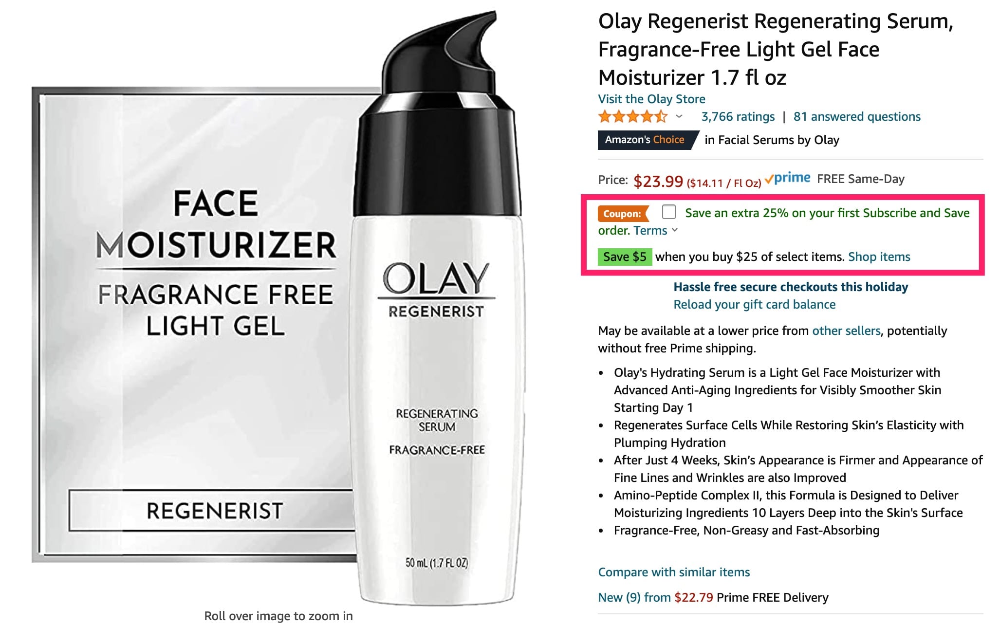 Olay 免费送：买  Olay 产品送  礼卡【12/19 更新：结合 Walgreens 优惠可免费，还可免费送到家】