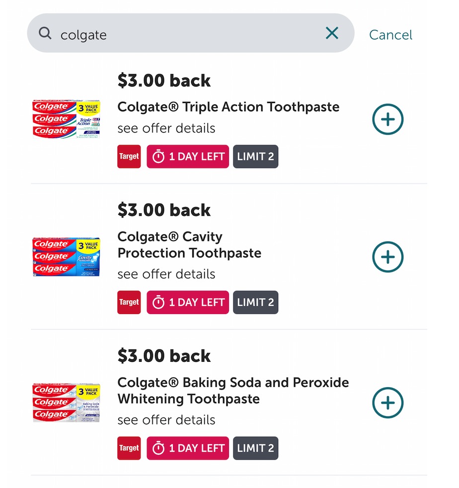 Target 结合 ibotta 免费撸 33 盒高露洁牙膏 + 倒赚 【12/08 更新：又有了】