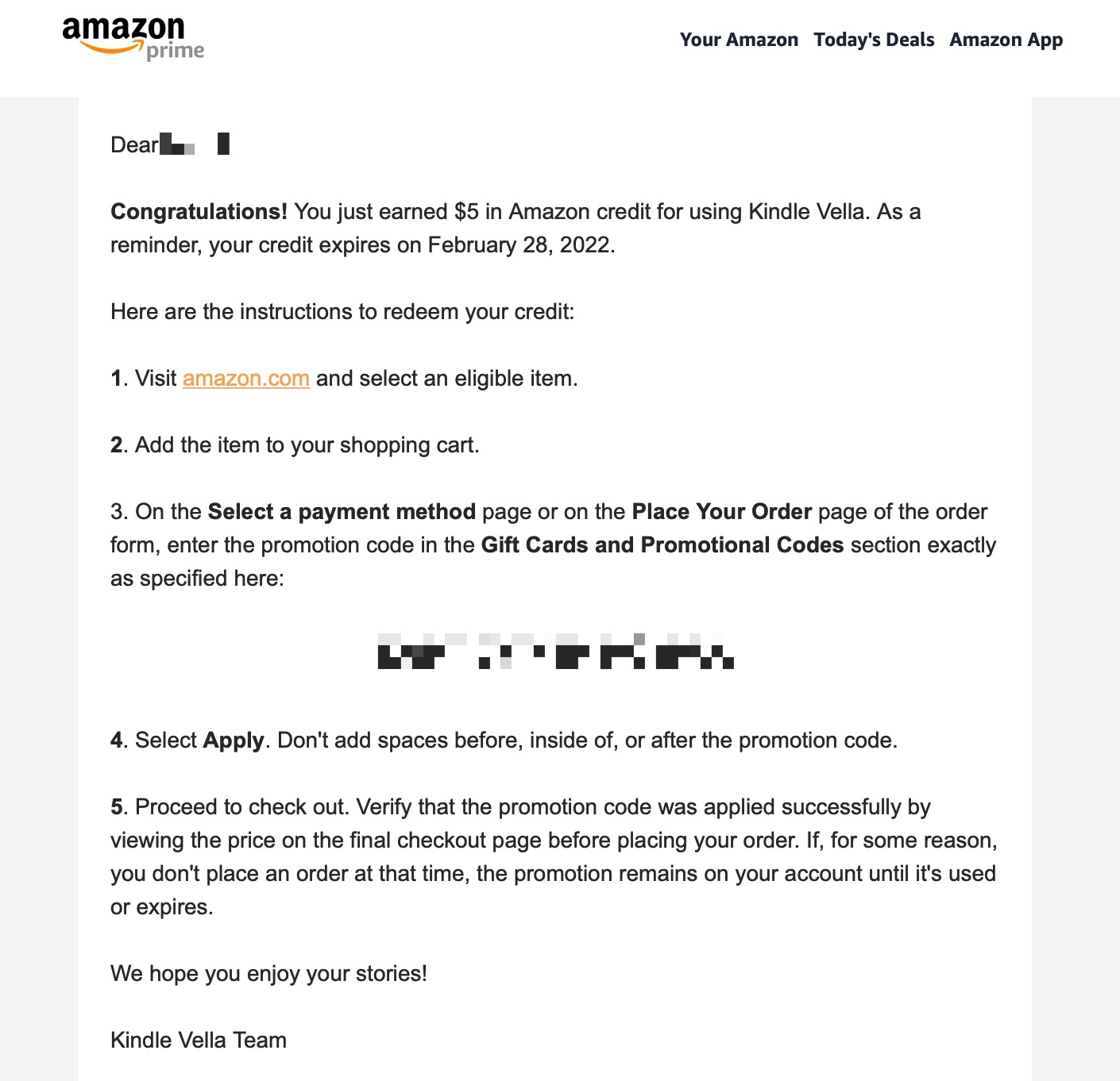 阅读任意 Amazon Kindle 连载故事获得 Amazon Credit【YMMV,已收到 邮件】