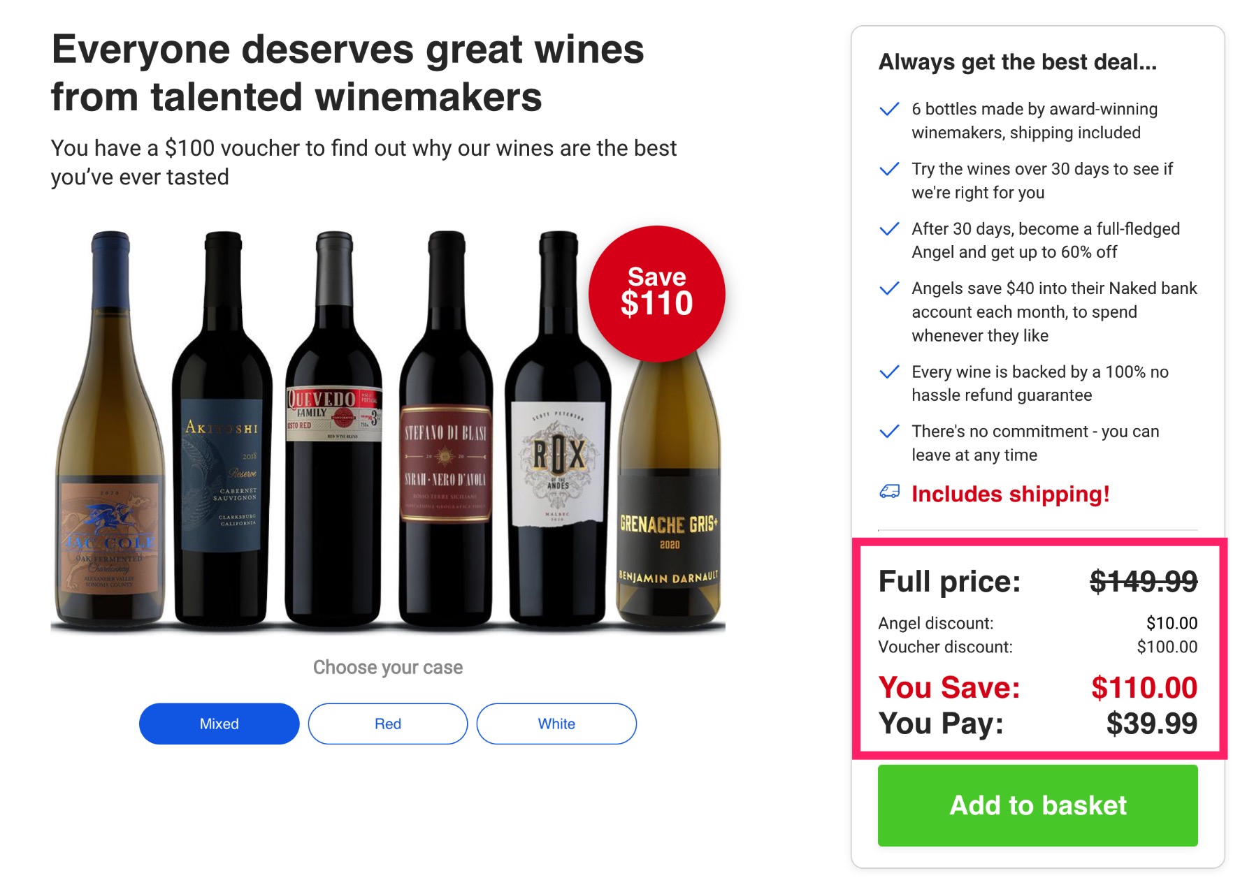 Nakedwines 上买 6 瓶红酒立减 0,仅需 .99,含运费