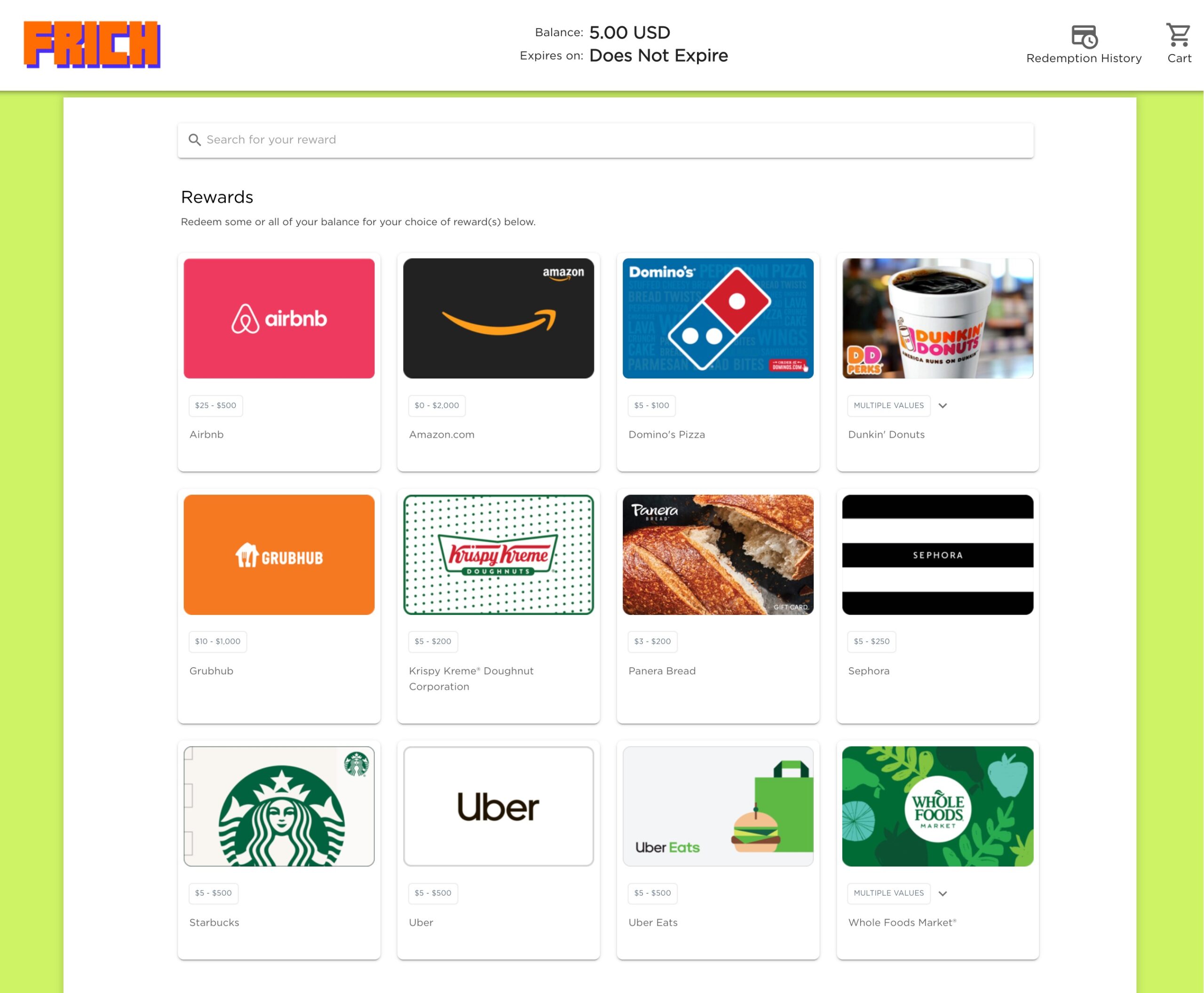 Frich App 连接银行卡奖励 ，可选多种礼卡，秒到账【04/05 更新：据多个数据点，活动已死】