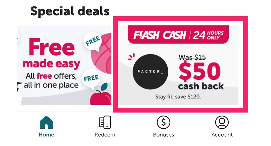 ibotta Flash Cash：送餐服务 Factor 返现 ，可倒赚  + 六餐饭【限 4/12 一天】