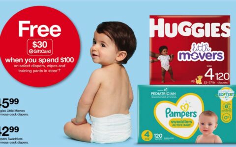 囤货：Target 婴儿尿布、湿巾等用品满 $100 送 $30 Target GC【新活动：9/23 过期】