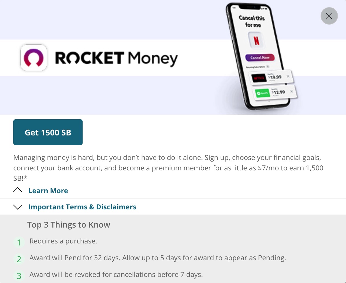 Swagbucks 倒赚:注册 Rocket Money 并连接任意银行账户可获得 奖励【01/05:又有了】