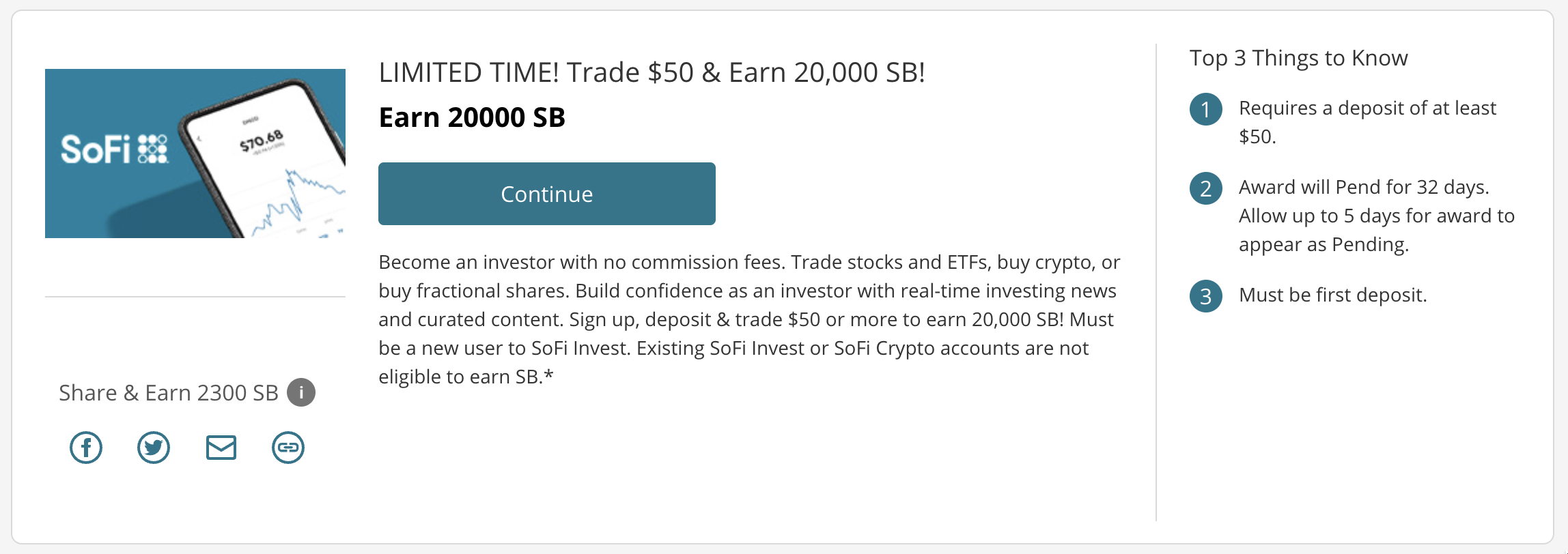 限时:开通 SoFi Invest 奖励 0【11/03 更新:奖励提高到 0】