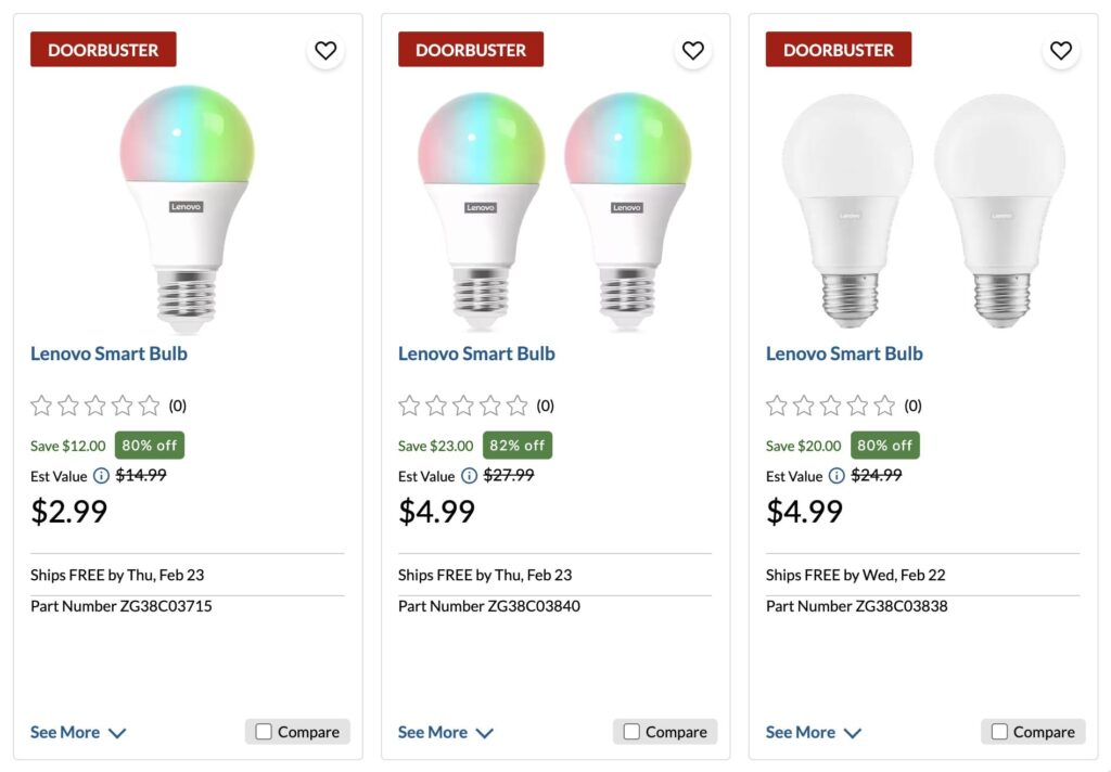 快！Lenovo 官网仅需 $0.47 买两个智能灯泡，原价 $27.99，手慢无