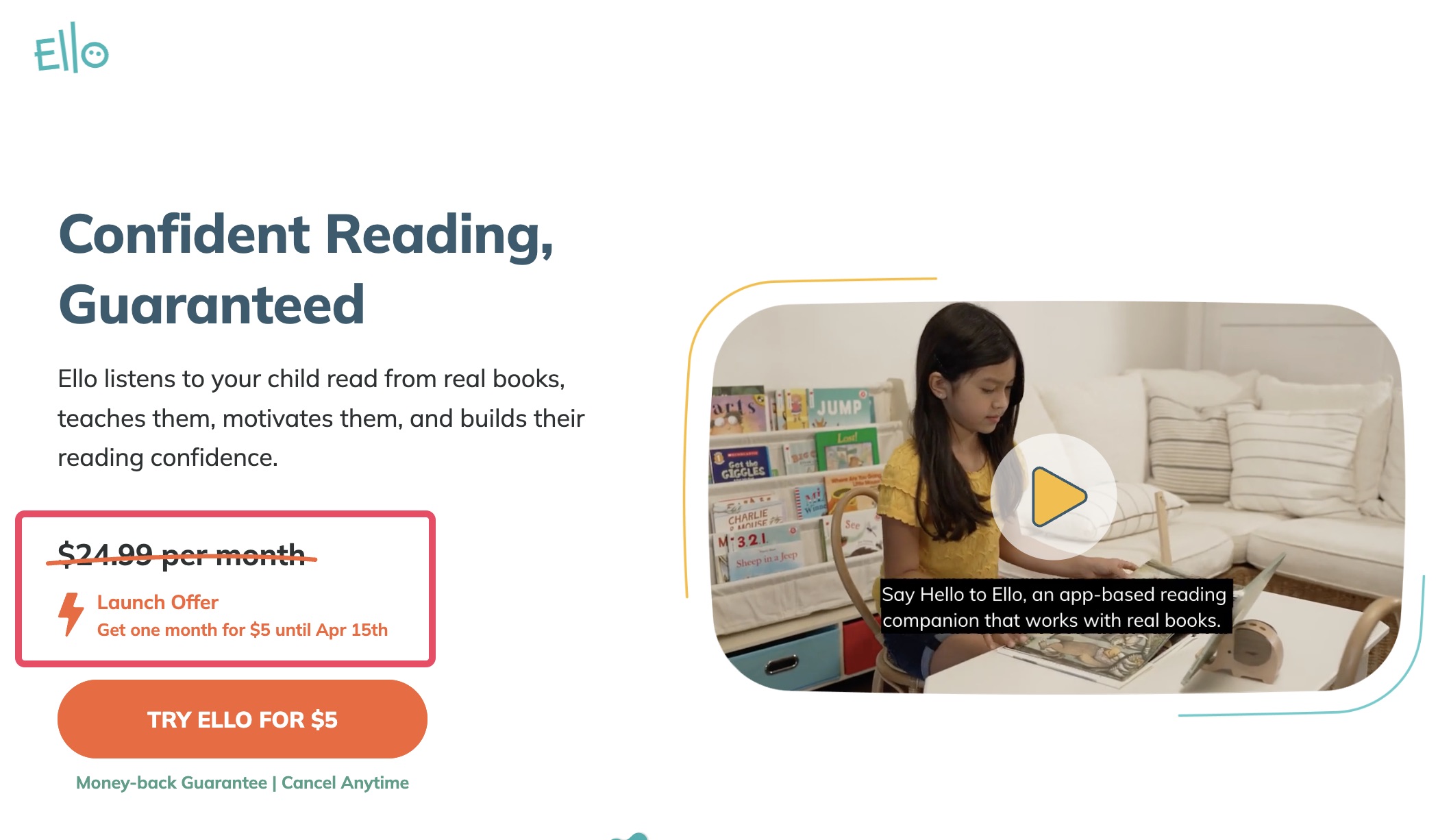 Ello 儿童图书订阅服务 + 智能教练,首月仅需 体验五本书【注册立减 】