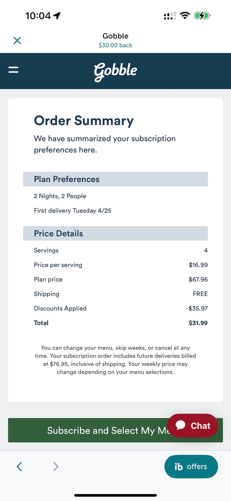 ibotta Flash Cash：Gobble 返现 ，免费获取 4 顿饭【又有了，限 10/9 一天】