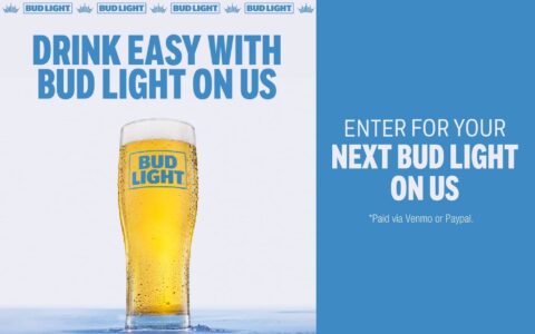 Bud Light 免费送 $5，通过 Venmo/PayPal 领取