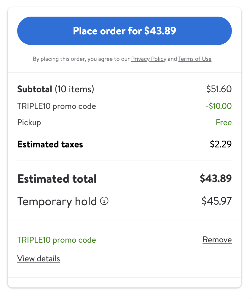 Walmart 生鲜买菜满  减 ，可用三单，共减 【09/23：又有了】