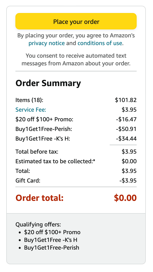 Amazon Fresh 最新优惠!【7/4 更新:立减 & & 】