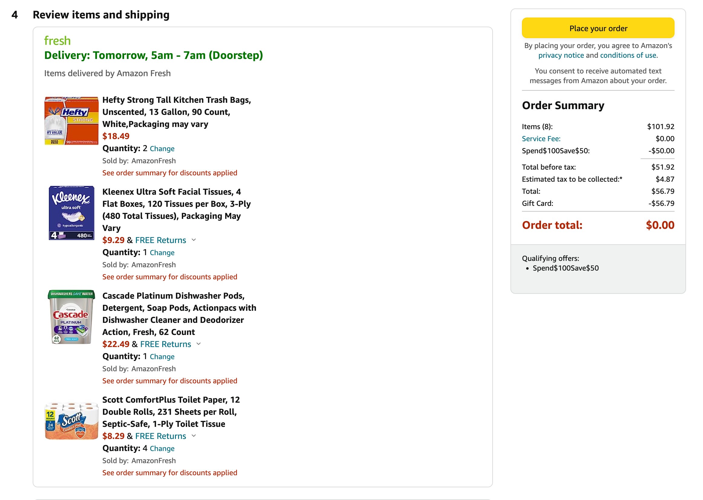 Amazon Fresh 最新优惠!【7/4 更新:立减 & & 】
