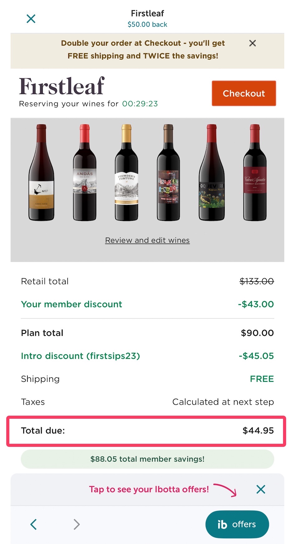 ibotta Flash Cash：FirstLeaf 返现 ，可免费领取 6 瓶红酒【12/16 更新：又有了】