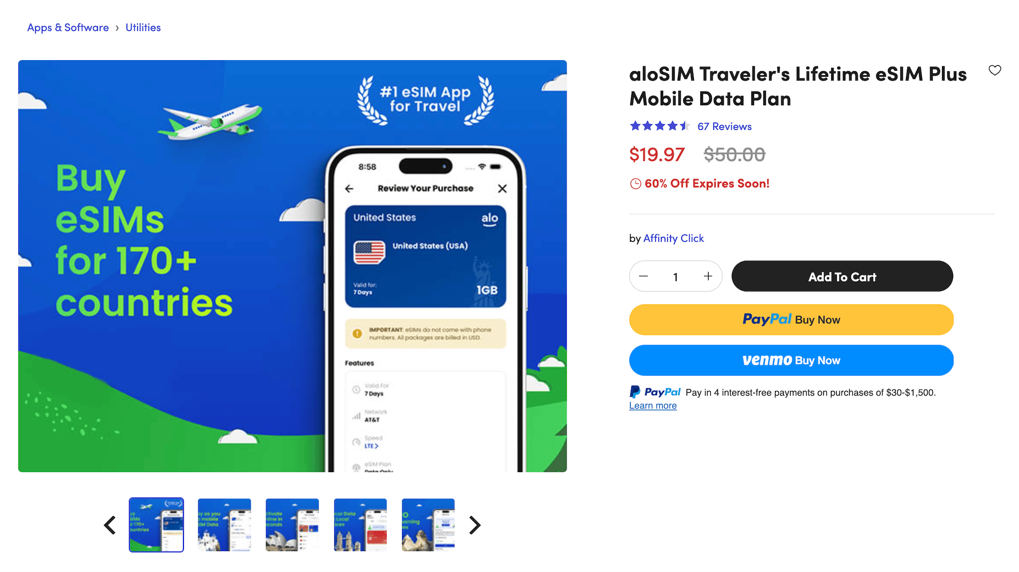 aloSIM 全球流量数据卡介绍【12/11 更新：限时大优惠：花 .97 买 】