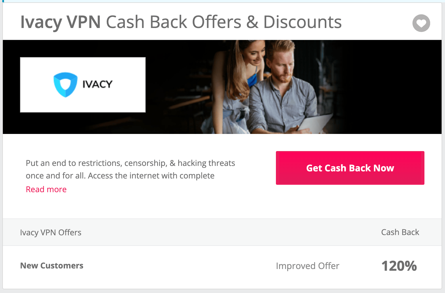 TopCashback 上购买 Ivacy VPN 可获得 120% 返现【3/27 更新：又有了】