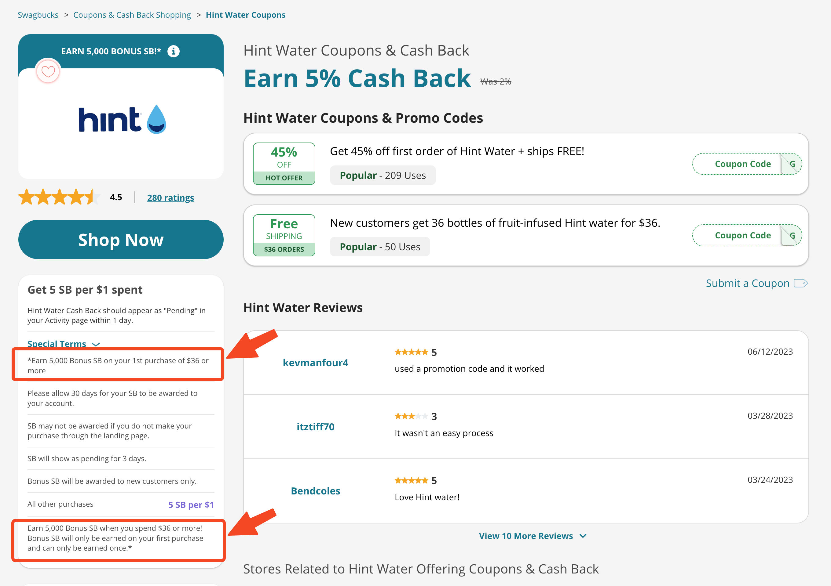 Swagbucks 上免费 36 瓶果味网红水 Hint Water【2/22 更新:花 返 ,可倒赚】