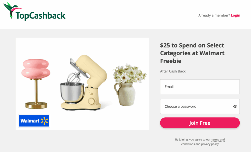 Walmart 购物返现 【TopCashback 新用户限时注册奖励】